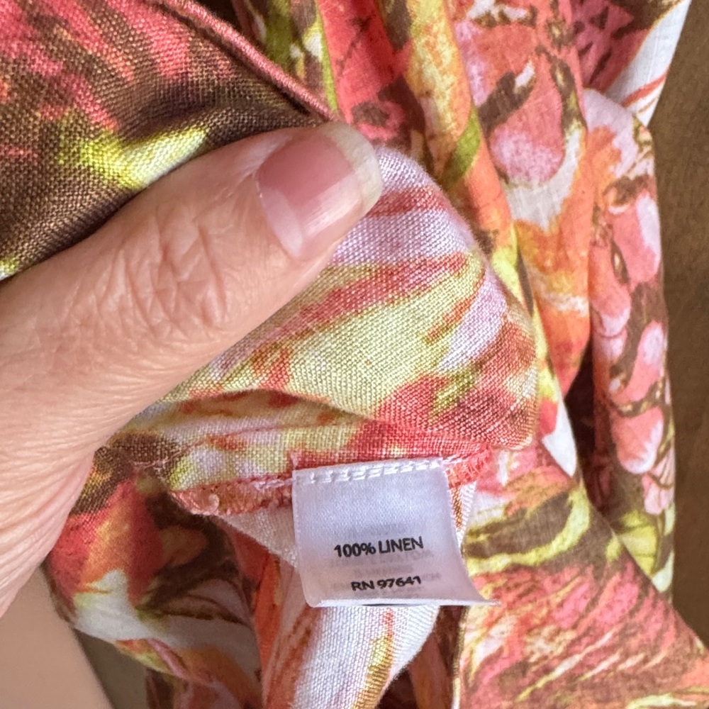 J. Jill Linen Floral Midi Dress - Pink and Green - Picture 9 of 12
